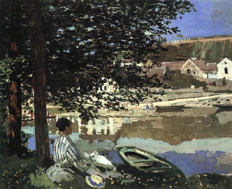 Claude Monet River Scene at Bennecourt Spain oil painting art